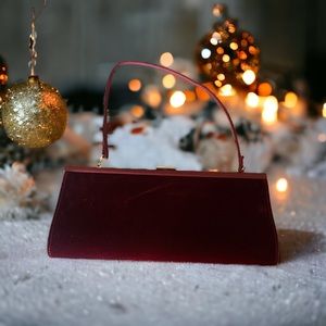 Enzo Angiolini Velvet purse clutch Christmas Red satin Trim